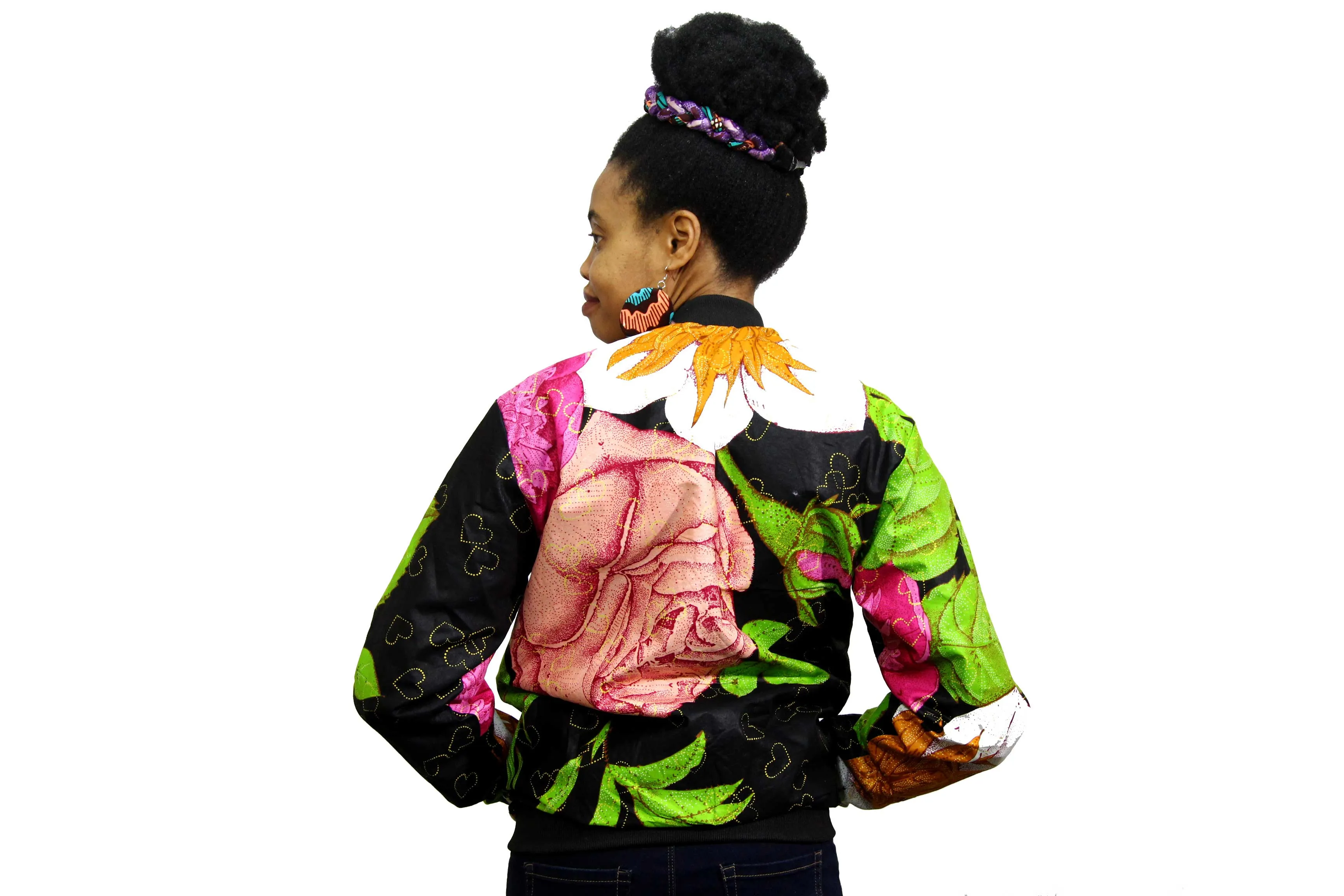 Heartfloral Ankara Women's Bomber Jacket