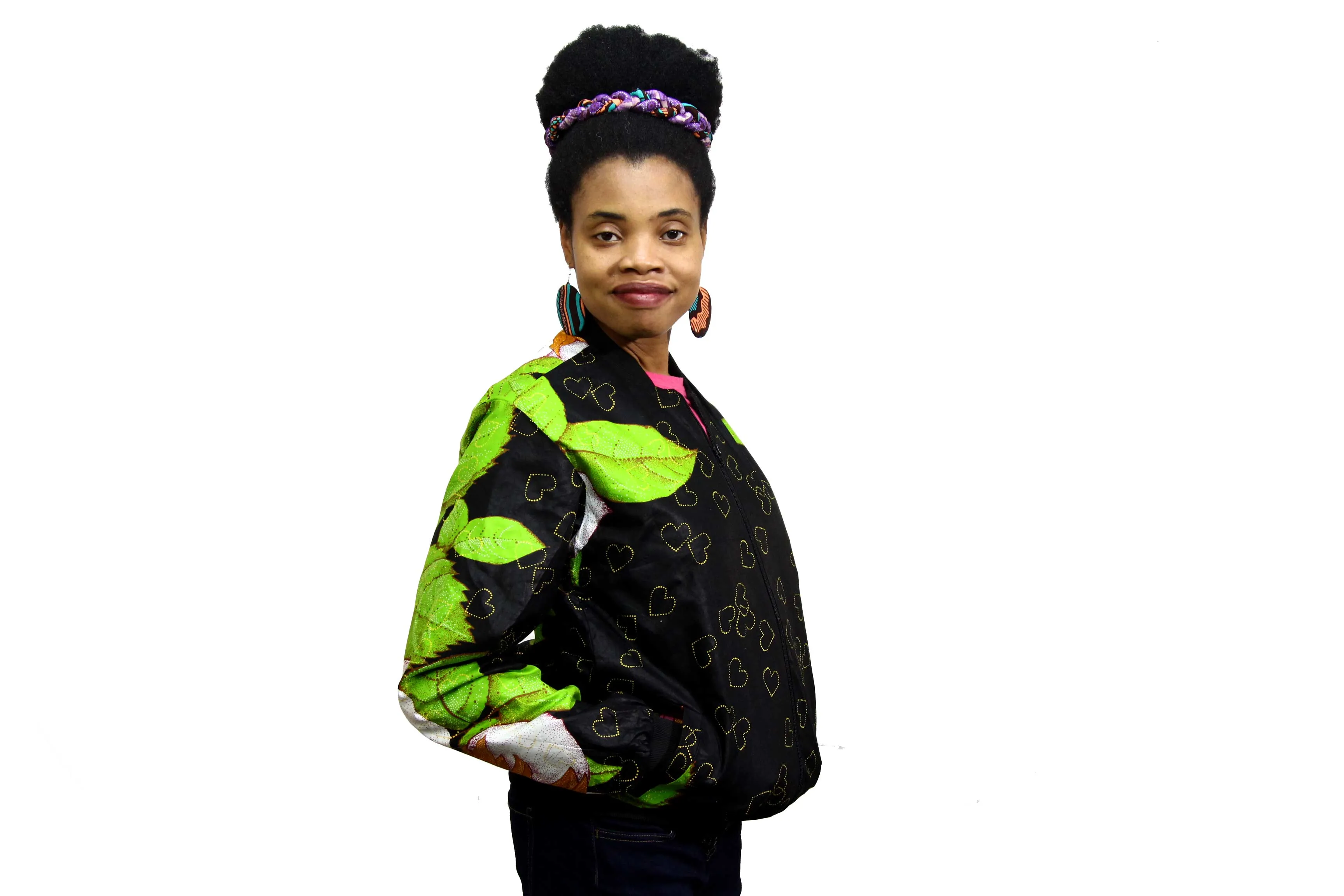 Heartfloral Ankara Women's Bomber Jacket