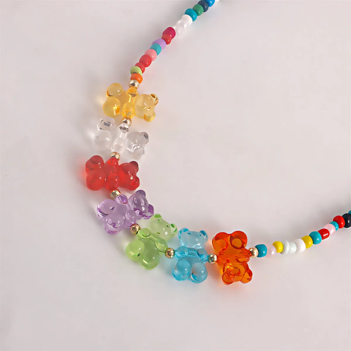 Howlite & Multicolor Resin Bears Necklace