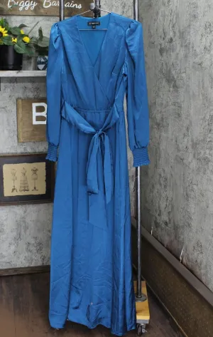 Inc International Concepts Surplice-Neck Smocked-Cuff Maxi Dress Blue 8