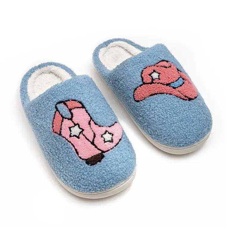 Indoor / Outdoor Slippers - Western Cowgirl - Blue