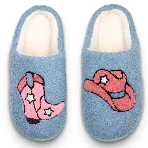 Indoor / Outdoor Slippers - Western Cowgirl - Blue