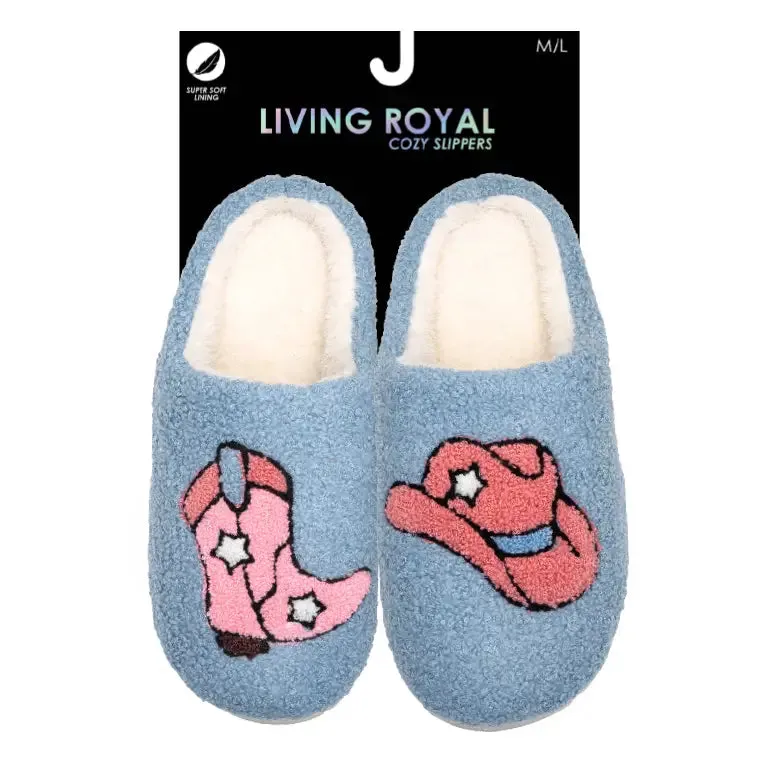 Indoor / Outdoor Slippers - Western Cowgirl - Blue