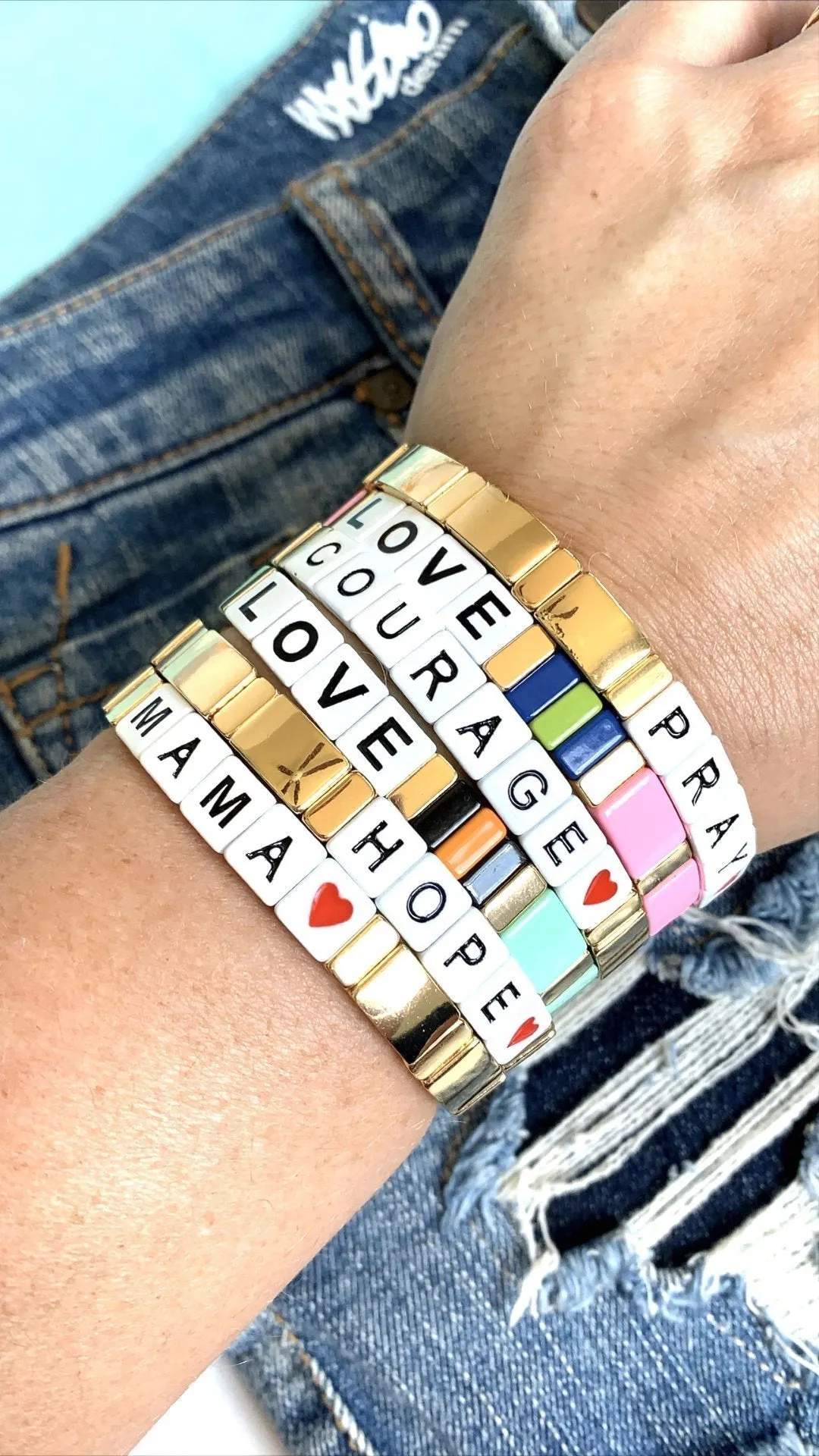 Inspirational Word Block Bracelet -- 3 Phrase Choices!