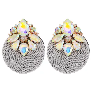 Iridescent Cubic Zirconia & Crystal Cluster Teardrop Earrings