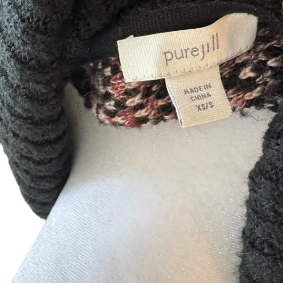 J. Jill Pure Jill Turtleneck Black Multi Cotton Blend Sweater Size XS/S