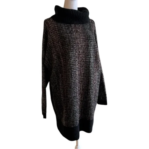 J. Jill Pure Jill Turtleneck Black Multi Cotton Blend Sweater Size XS/S