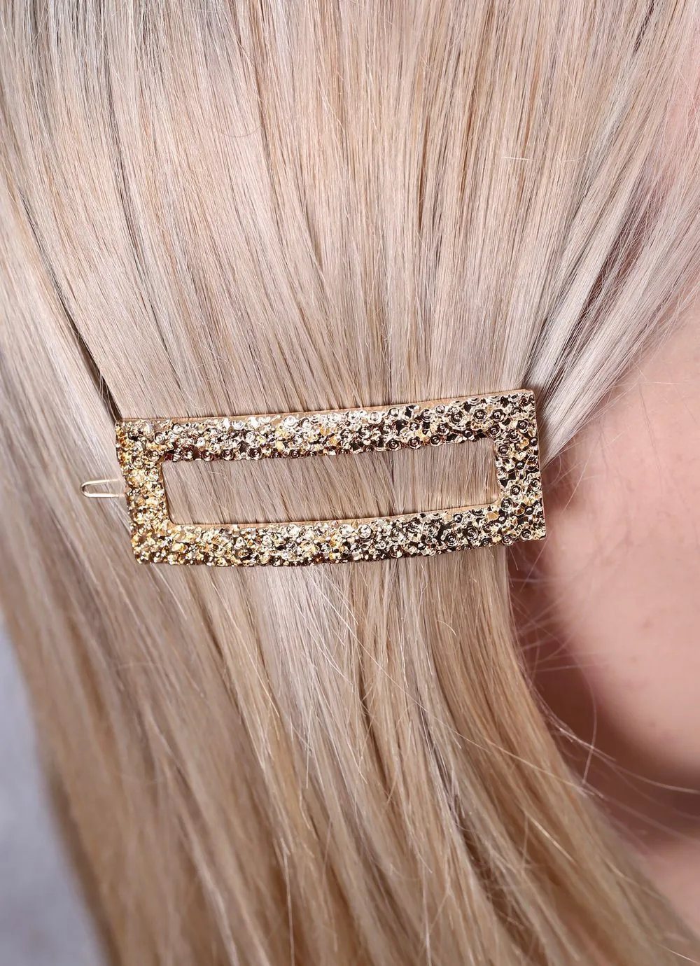 Jesup Textured Rectangle Hair Pin in Gold