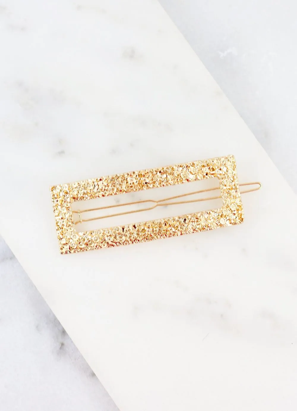 Jesup Textured Rectangle Hair Pin in Gold