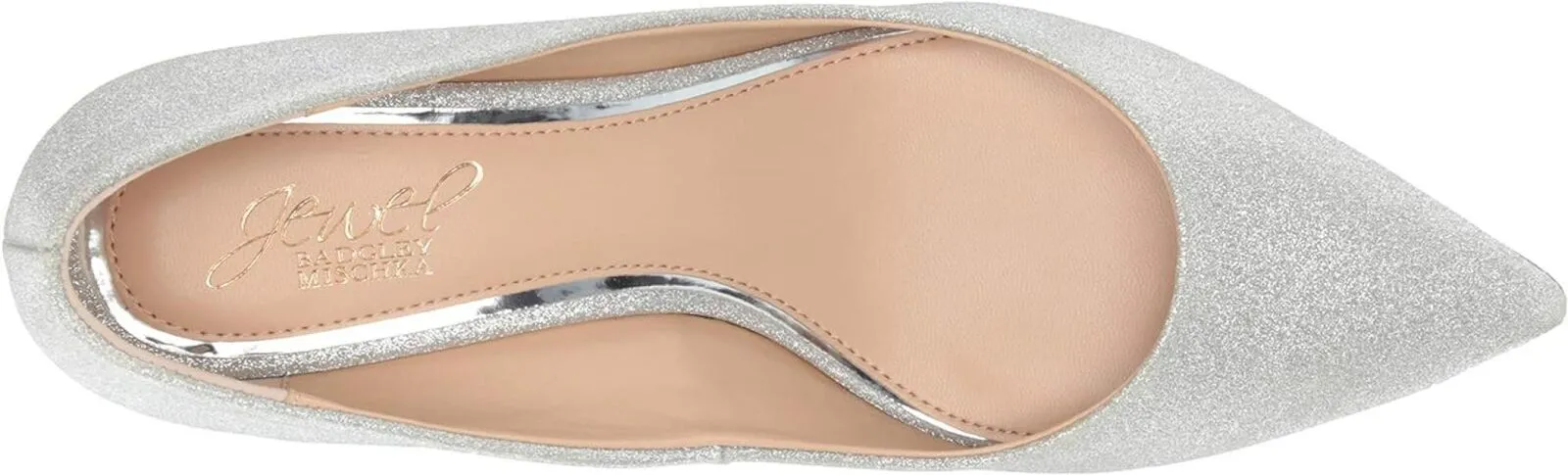 Jewel Badgley Mischka Royalty Pointed Toe Kitten Heels Shoes Silver Gray 7.5M
