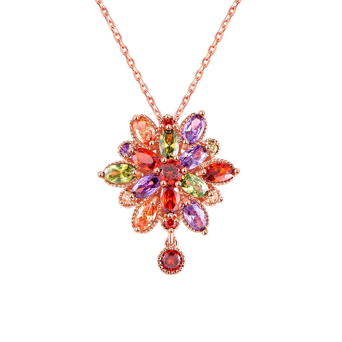 Jewel-Tone Crystal & 18K Rose Gold-Plated Geo-Drop Necklace