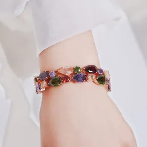 Jewel-Tone Crystal & 18K Rose Gold-Plated Two-Layer Bracelet
