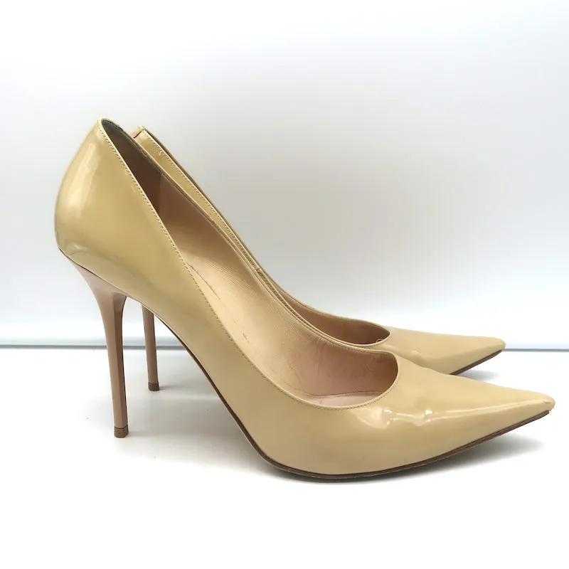 Jimmy Choo Abel Pumps Beige Patent Leather Size 40.5 Pointed Toe Heels