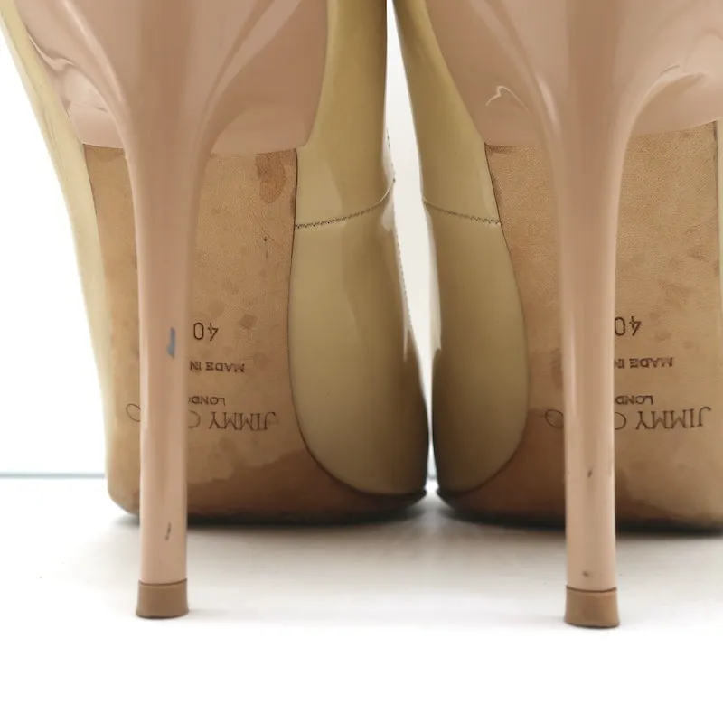 Jimmy Choo Abel Pumps Beige Patent Leather Size 40.5 Pointed Toe Heels