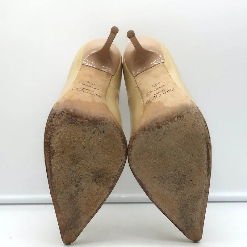 Jimmy Choo Abel Pumps Beige Patent Leather Size 40.5 Pointed Toe Heels