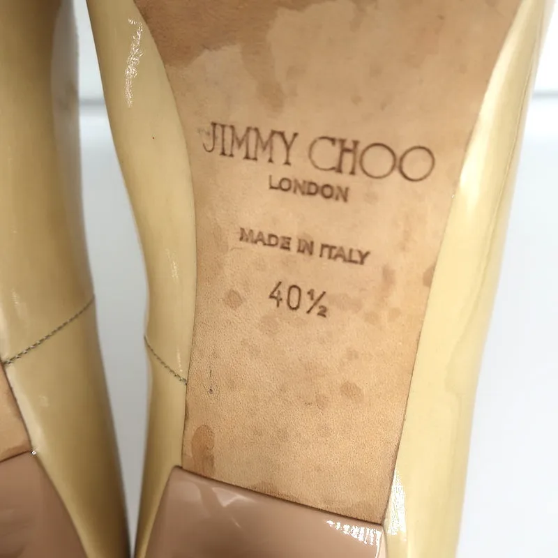 Jimmy Choo Abel Pumps Beige Patent Leather Size 40.5 Pointed Toe Heels