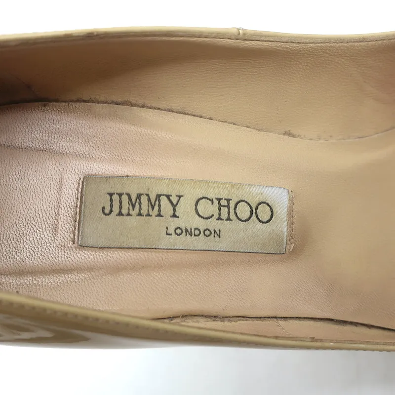Jimmy Choo Abel Pumps Beige Patent Leather Size 40.5 Pointed Toe Heels