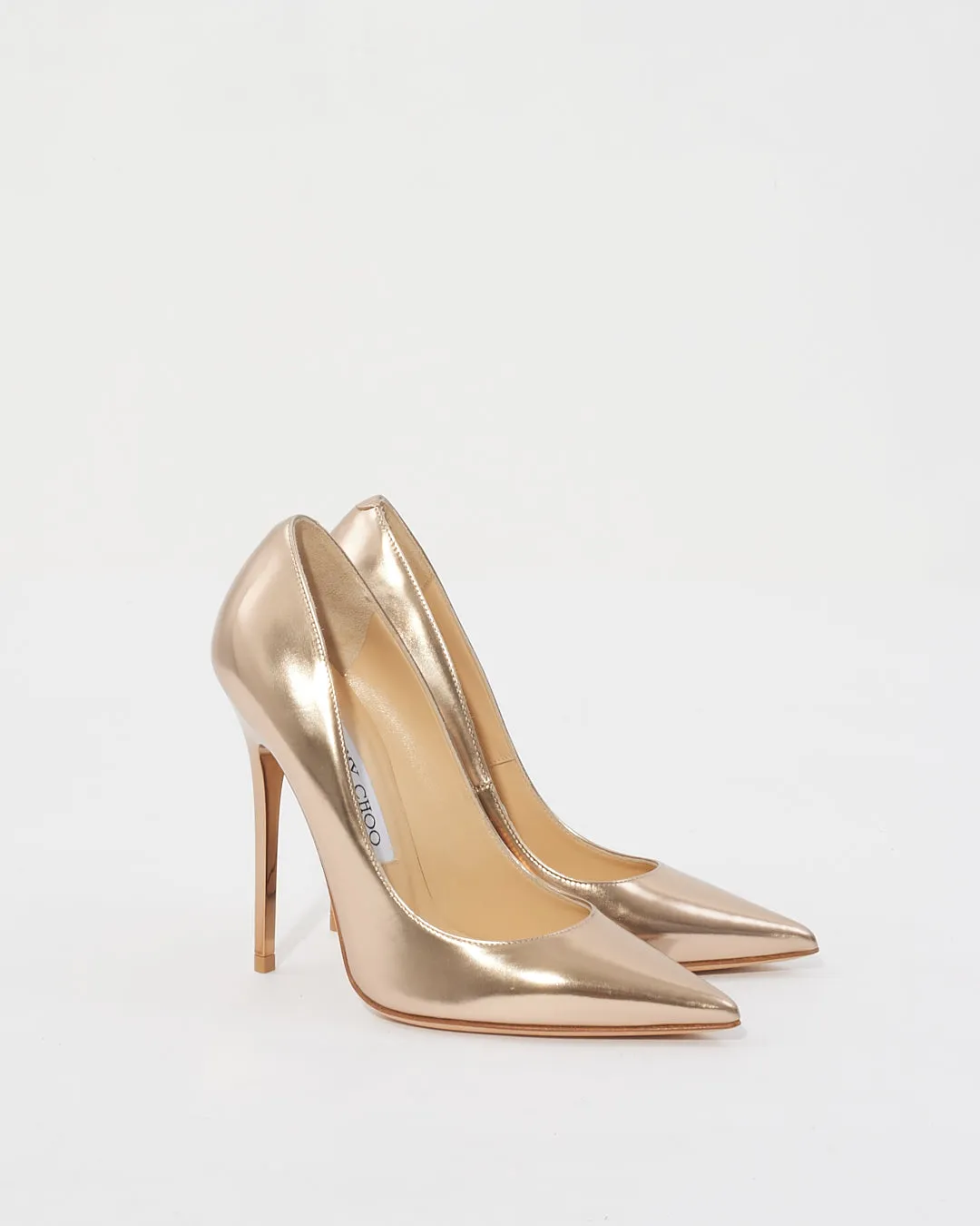 Jimmy Choo Gold Anouk Pointed Toe Pumps - 35