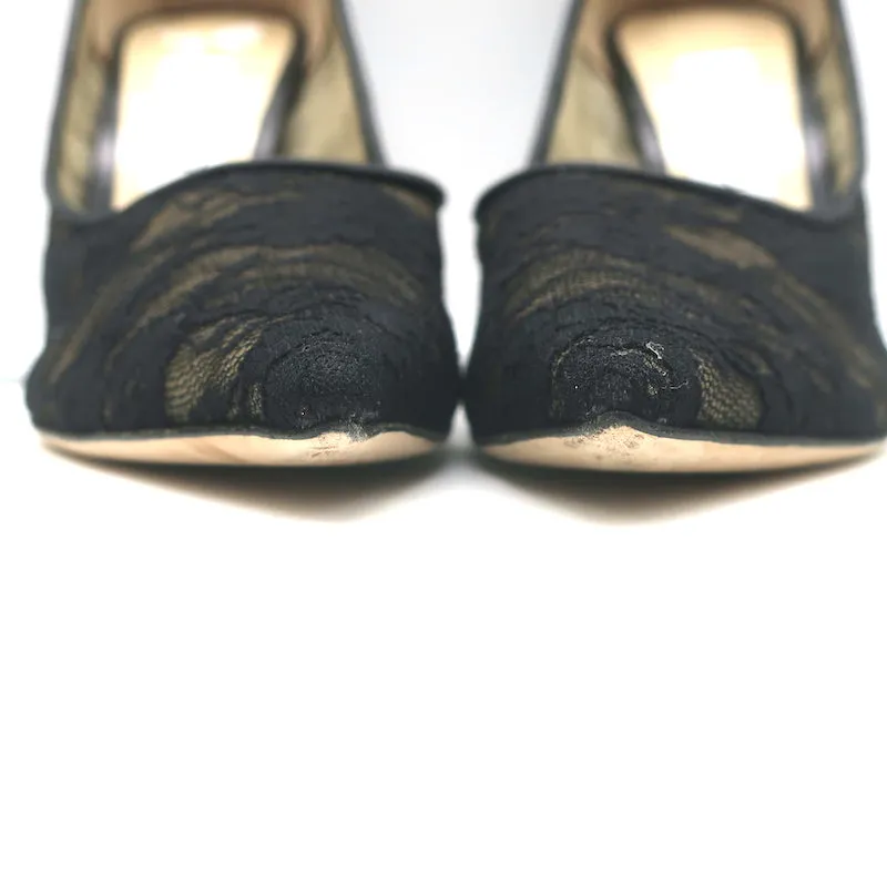 Jimmy Choo Love 100 Lace Pumps Black Size 37 Pointed Toe Heels