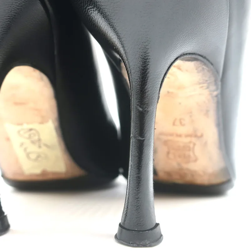 Jimmy Choo Pumps Black Leather Size 37 Pointed Toe Heels