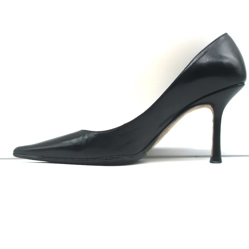 Jimmy Choo Pumps Black Leather Size 37 Pointed Toe Heels
