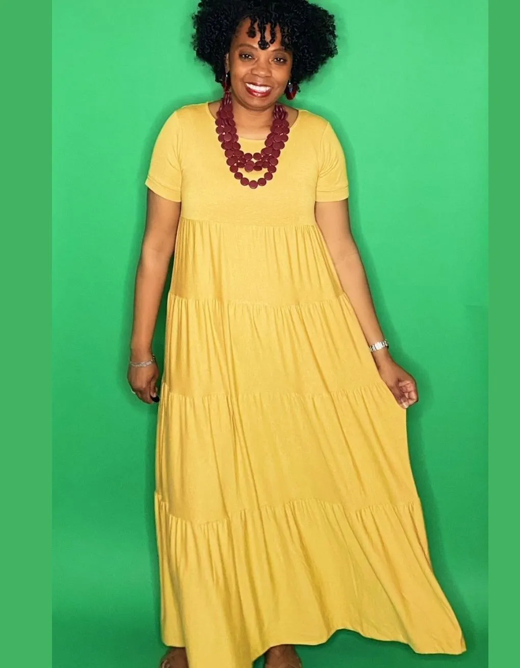 ‘Josie’ Tiered Maxi Light Mustard