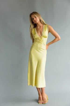 Juniper Lace Trim Satin Midi Slip Dress