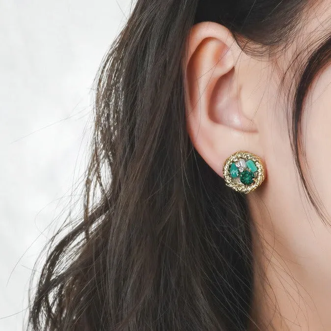 Just Lil Things  Green Pin Earrings jlt11540