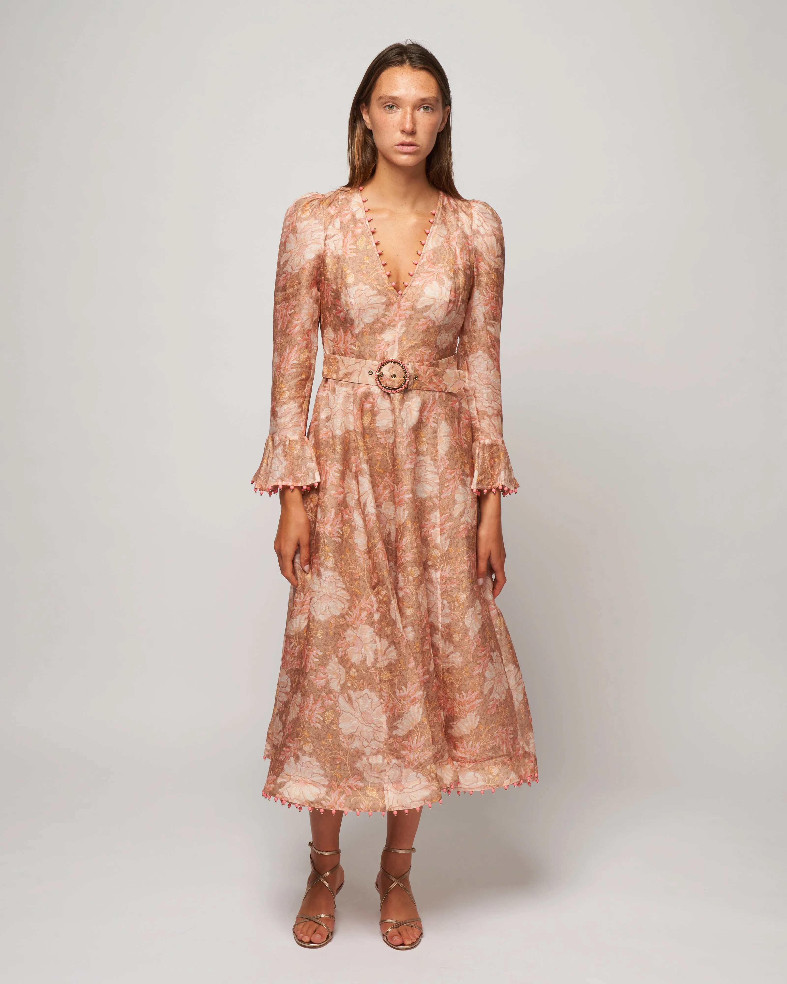 kaleidoscope midi dress - pink floral