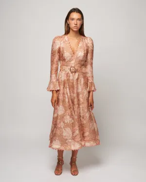 kaleidoscope midi dress - pink floral
