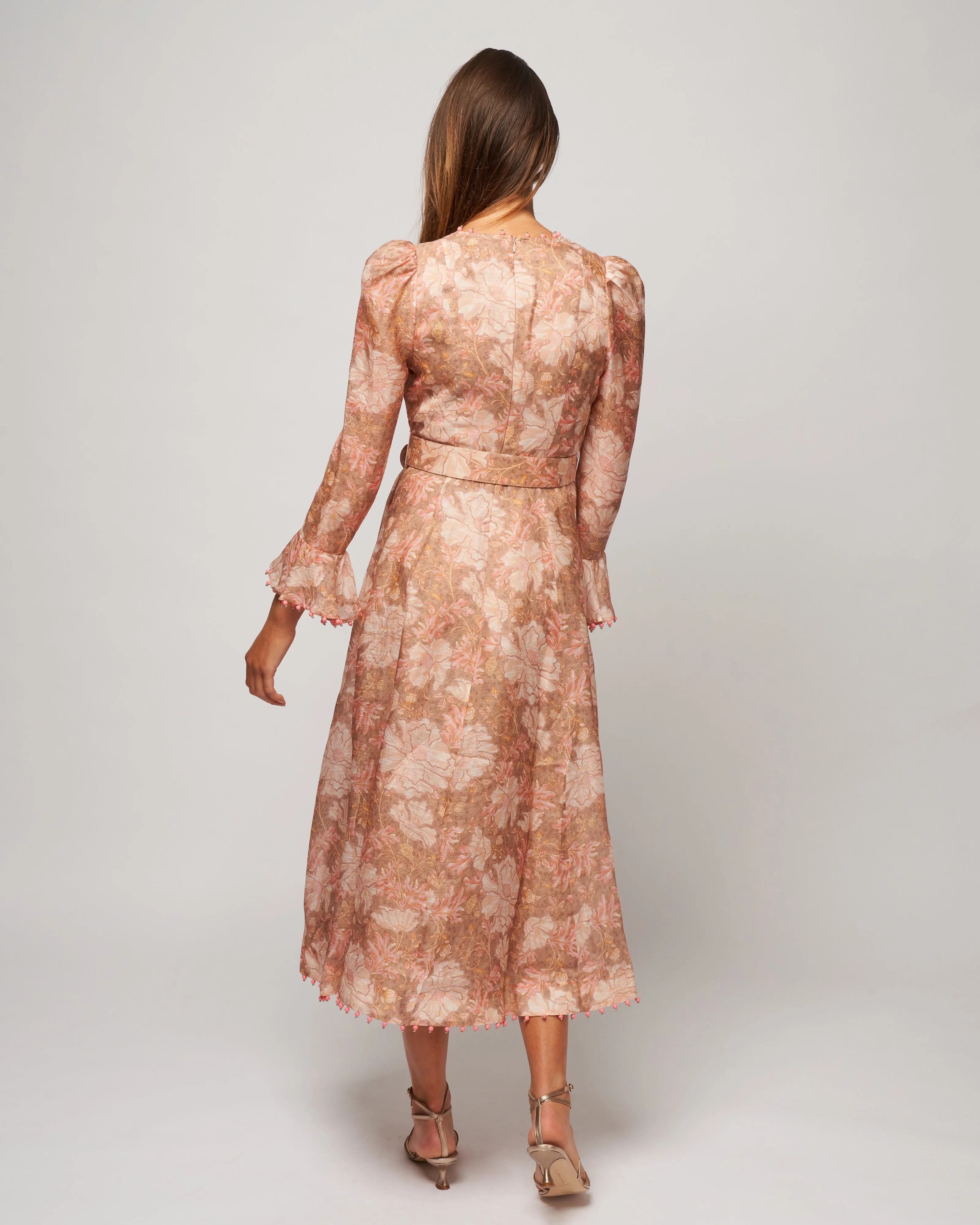 kaleidoscope midi dress - pink floral
