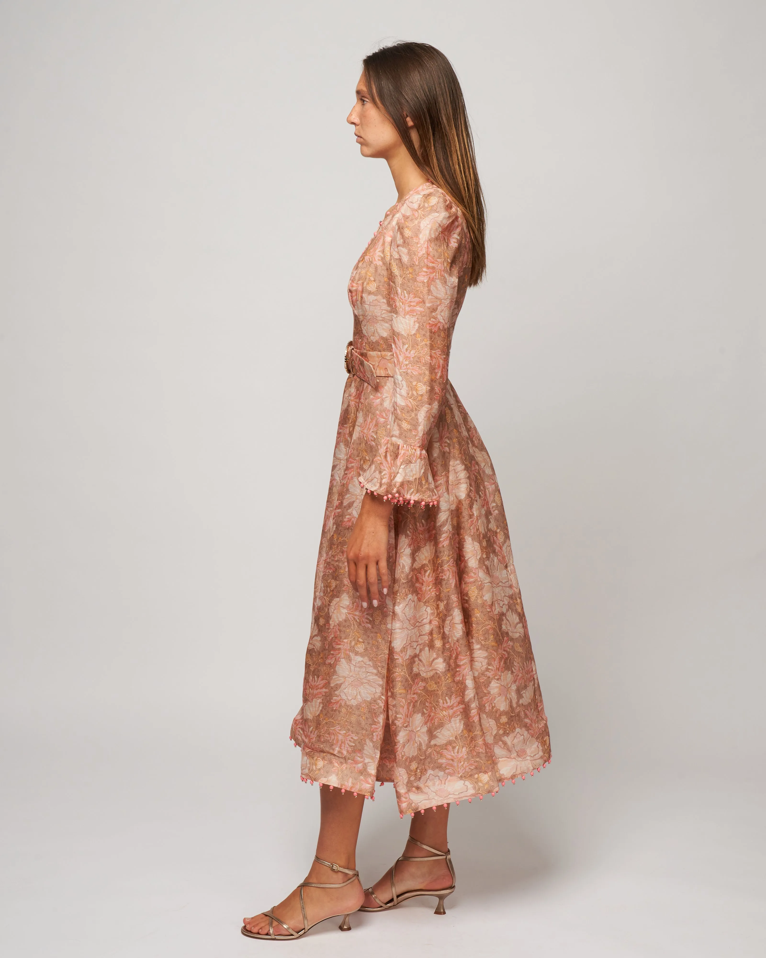 kaleidoscope midi dress - pink floral