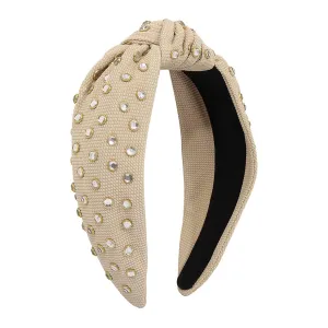 Khaki & Cubic Zirconia Knot-Accent Hard Headband