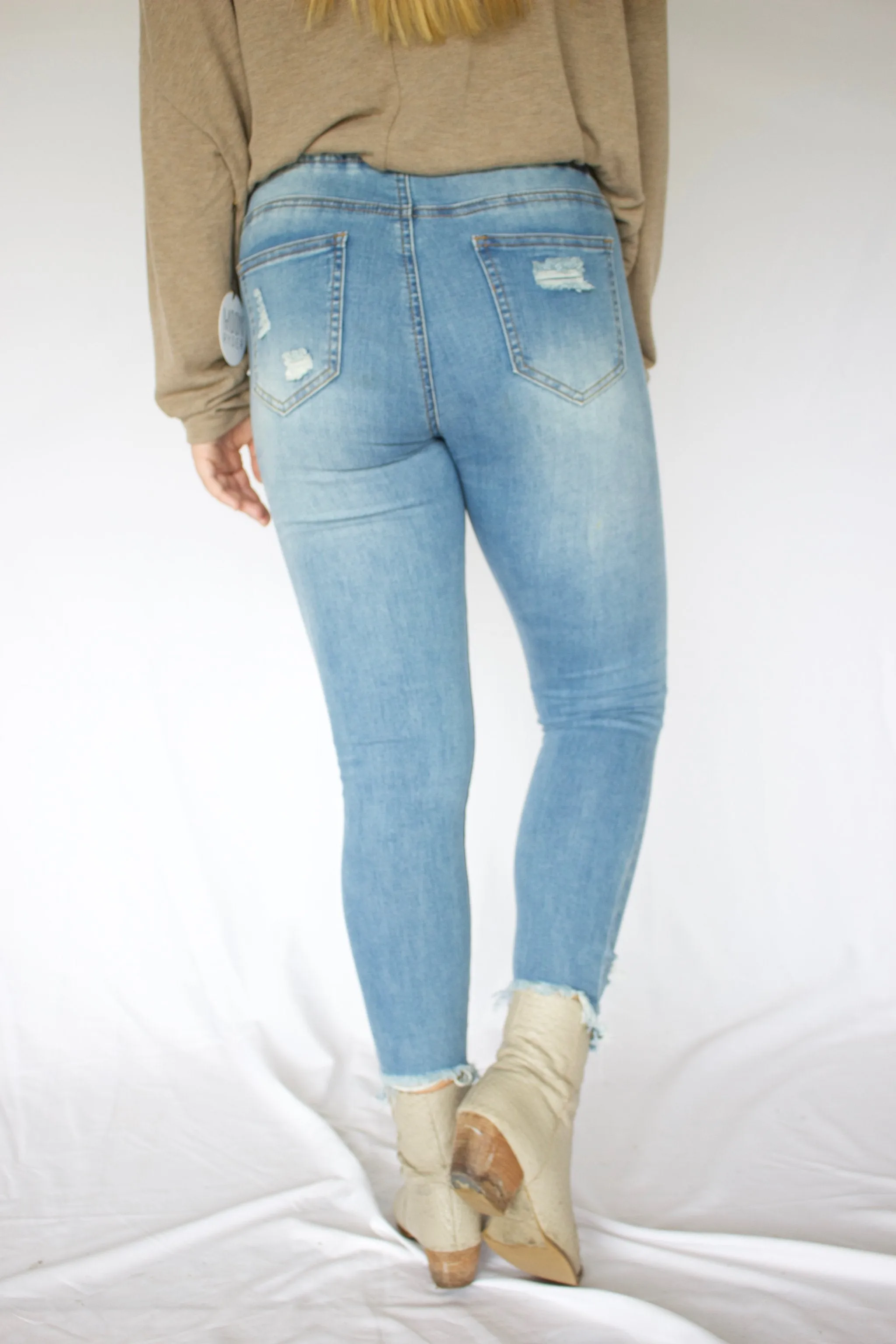 Knock Out Distressed Denim Joggers