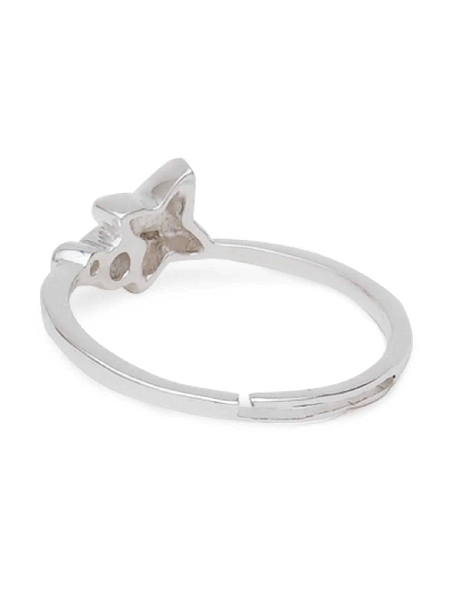 KUNUZ 925 Sterling Silver Star Shape Adjustable Ring for Women