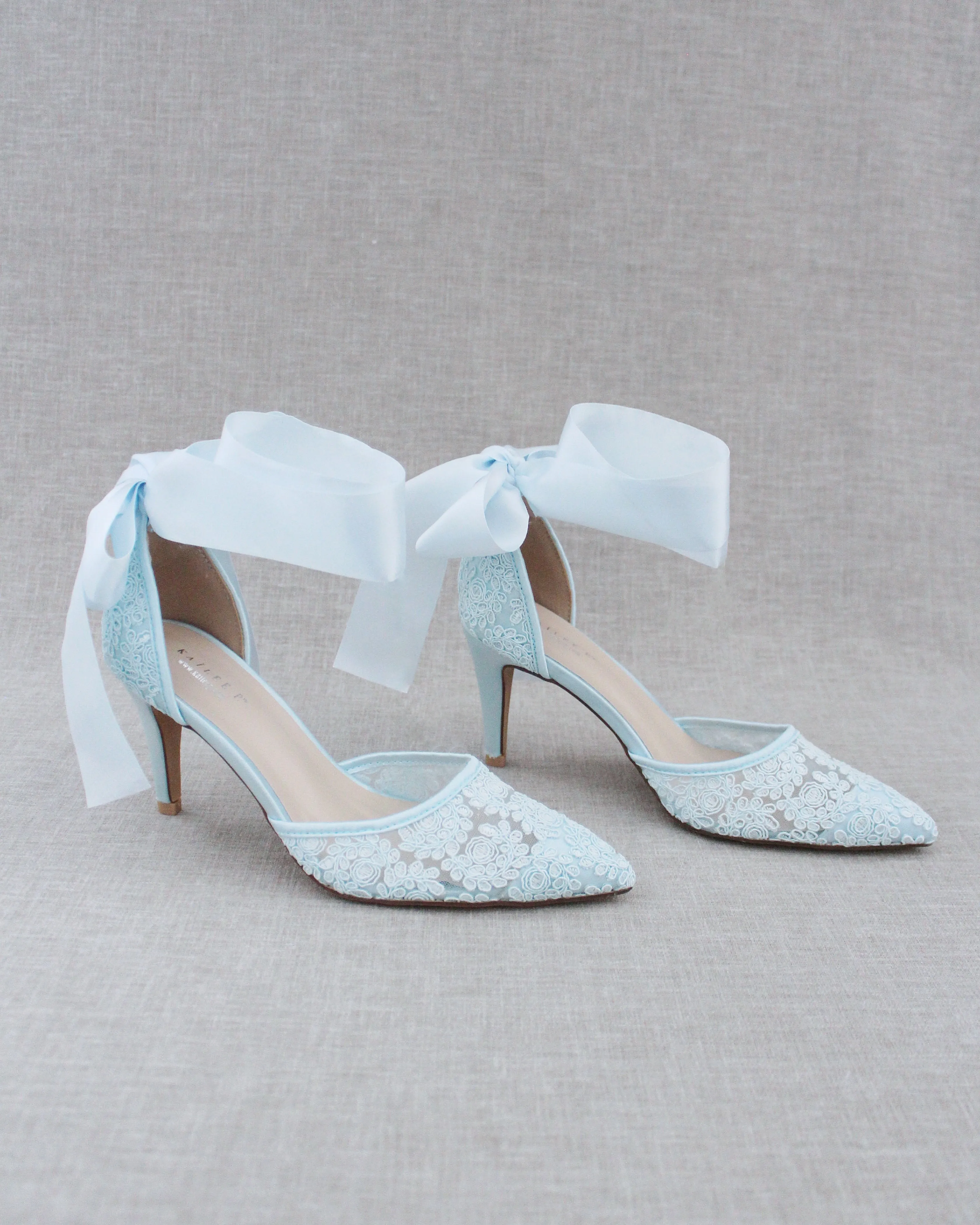 Lace Heels with Ankle Tie For Brides