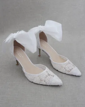 Lace Heels with Ankle Tie For Brides