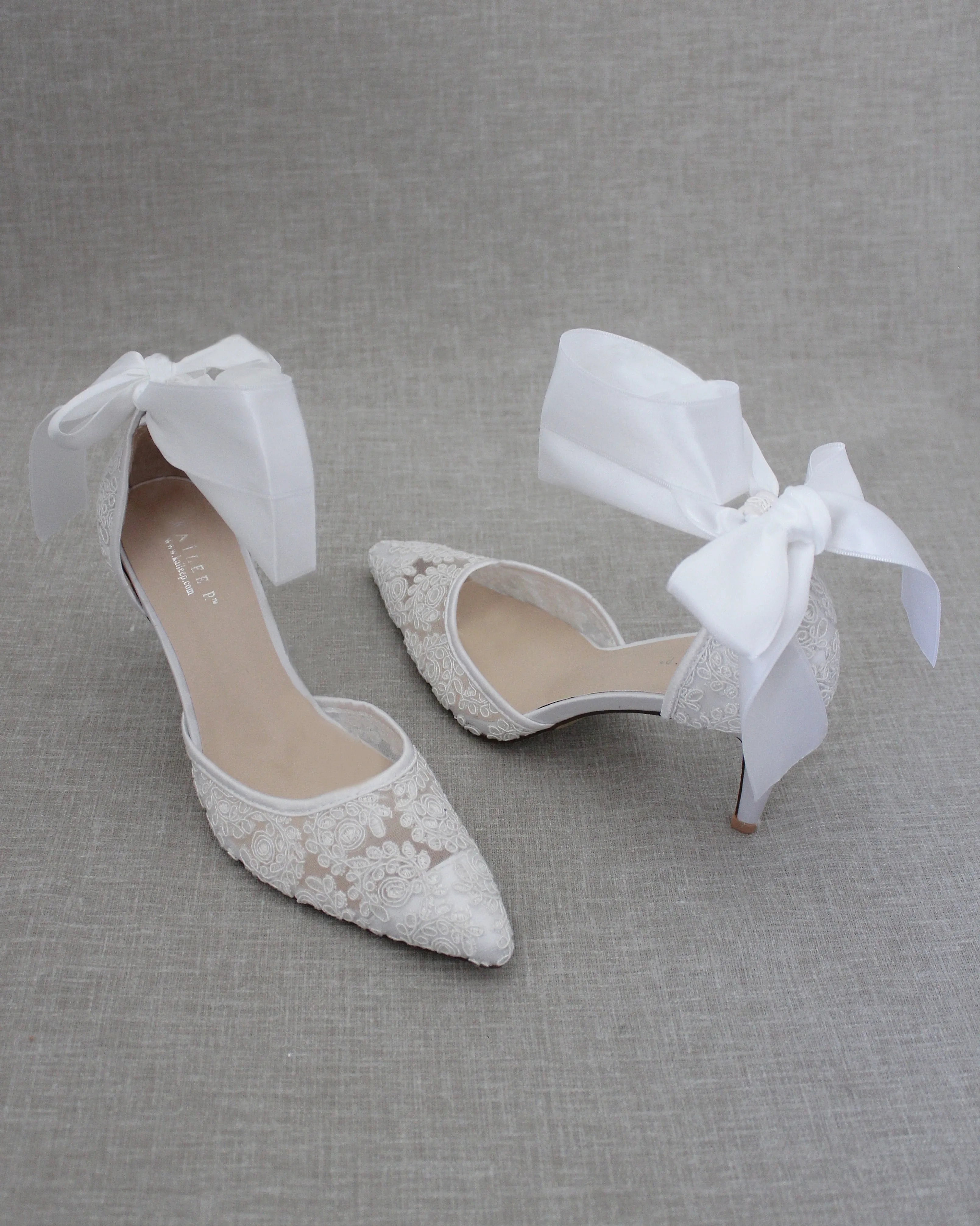 Lace Heels with Ankle Tie For Brides