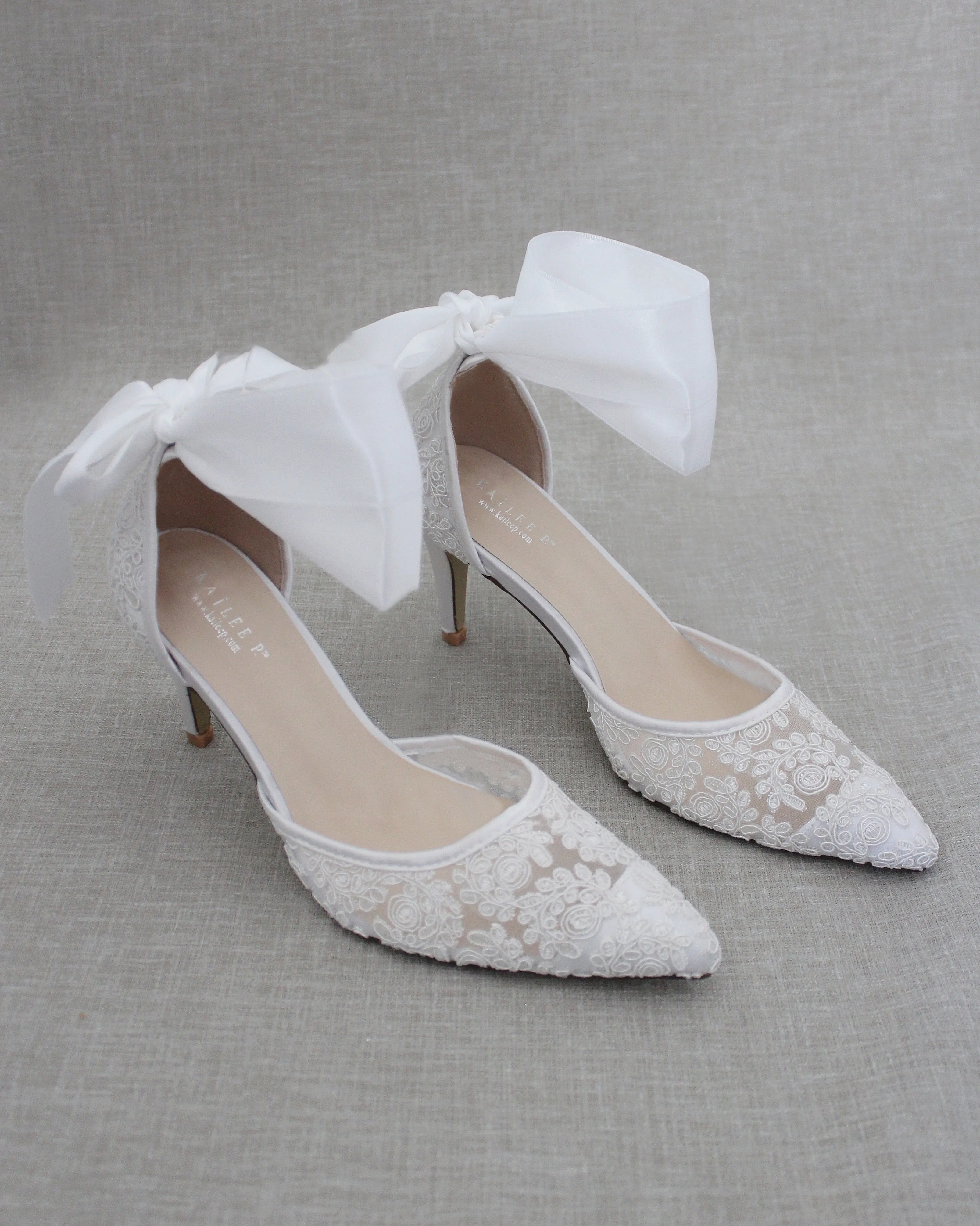 Lace Heels with Ankle Tie For Brides