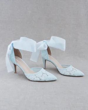 Lace Heels with Ankle Tie For Brides
