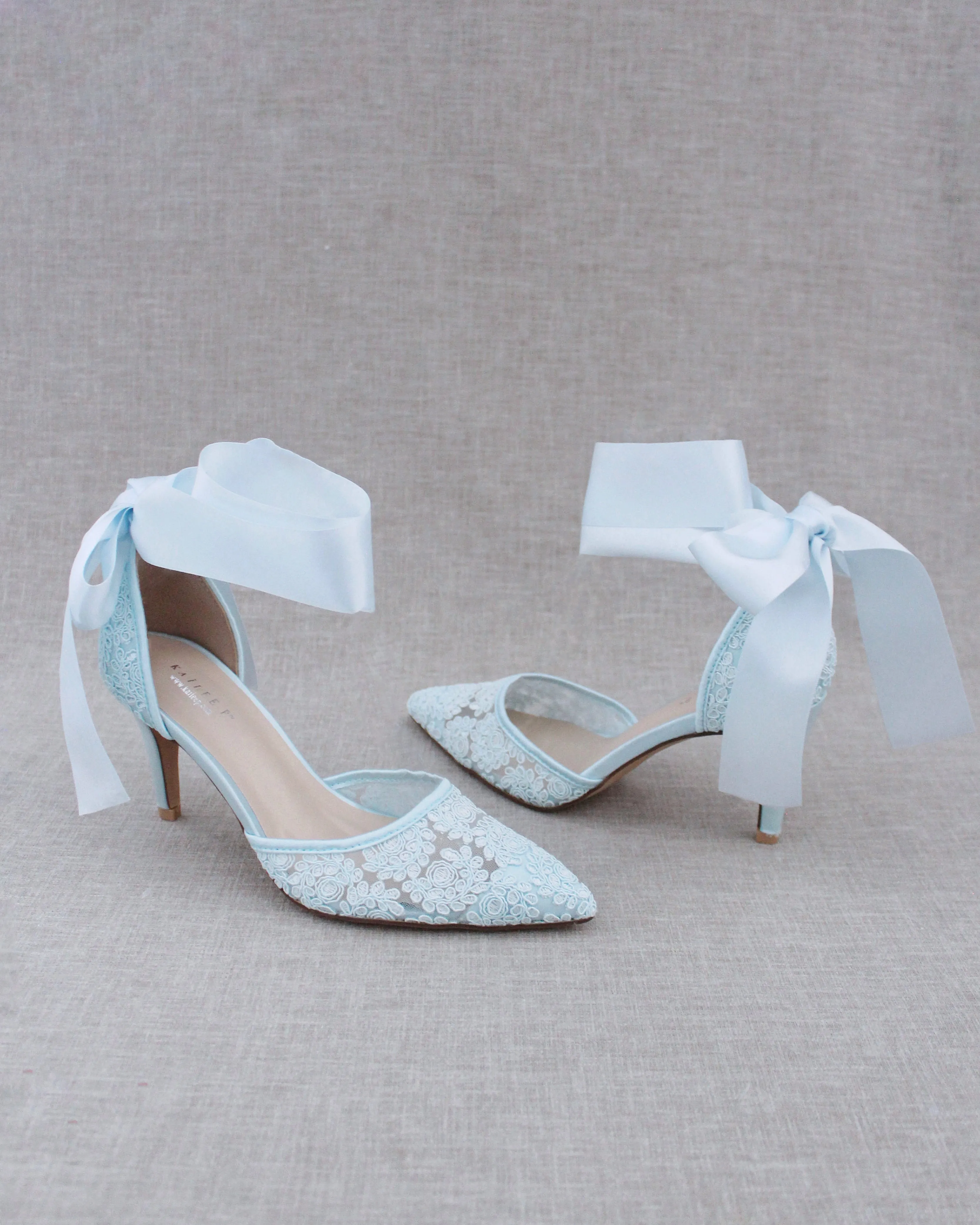 Lace Heels with Ankle Tie For Brides