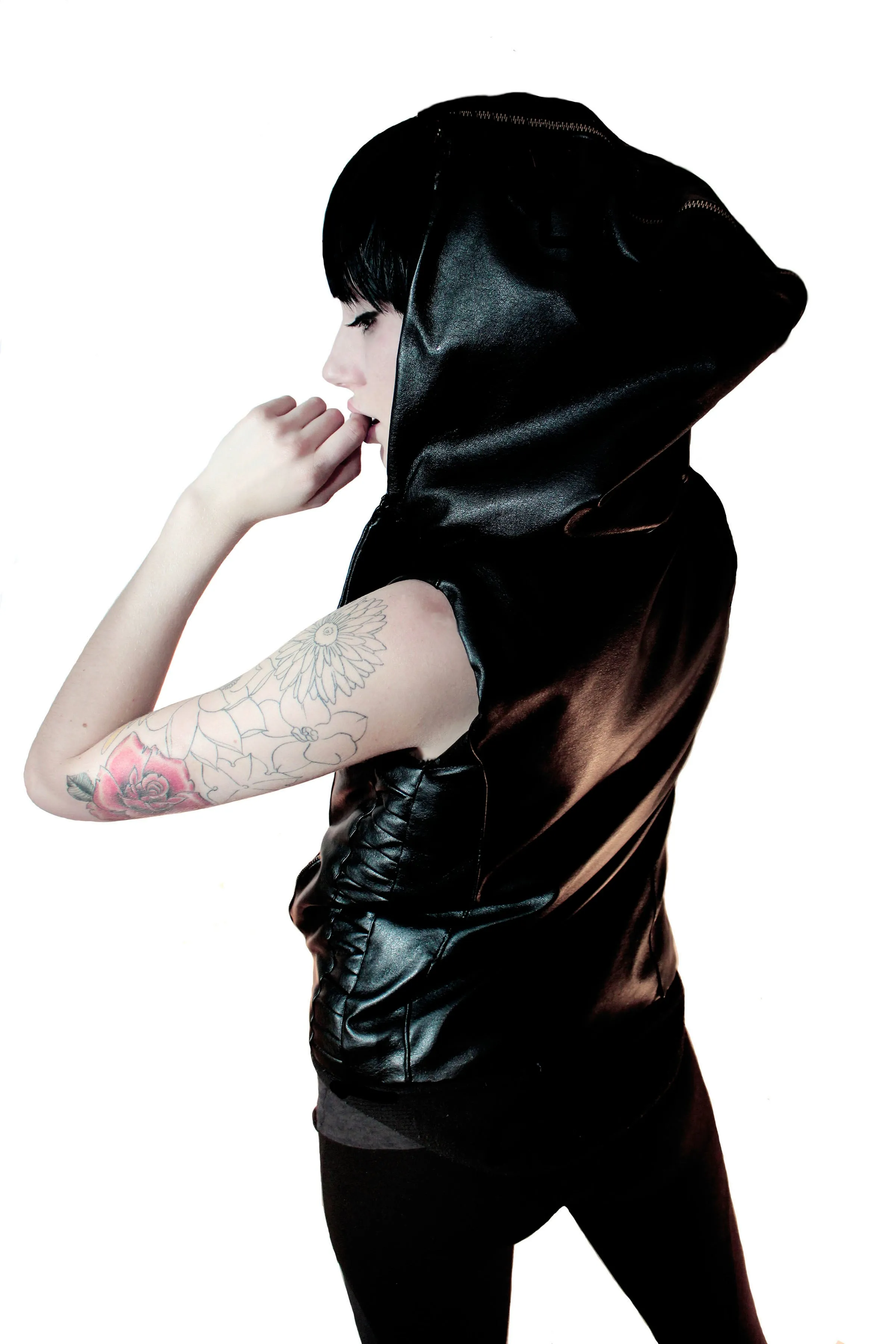 Leather Hooded Vest
