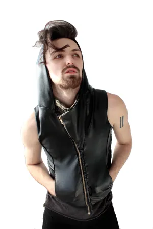 Leather Hooded Vest