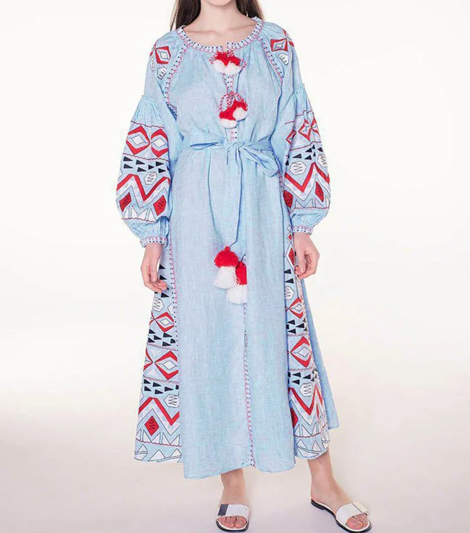 Light blue embroidered dress