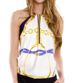 Light Blue Positano Silk Scarf Halter Top