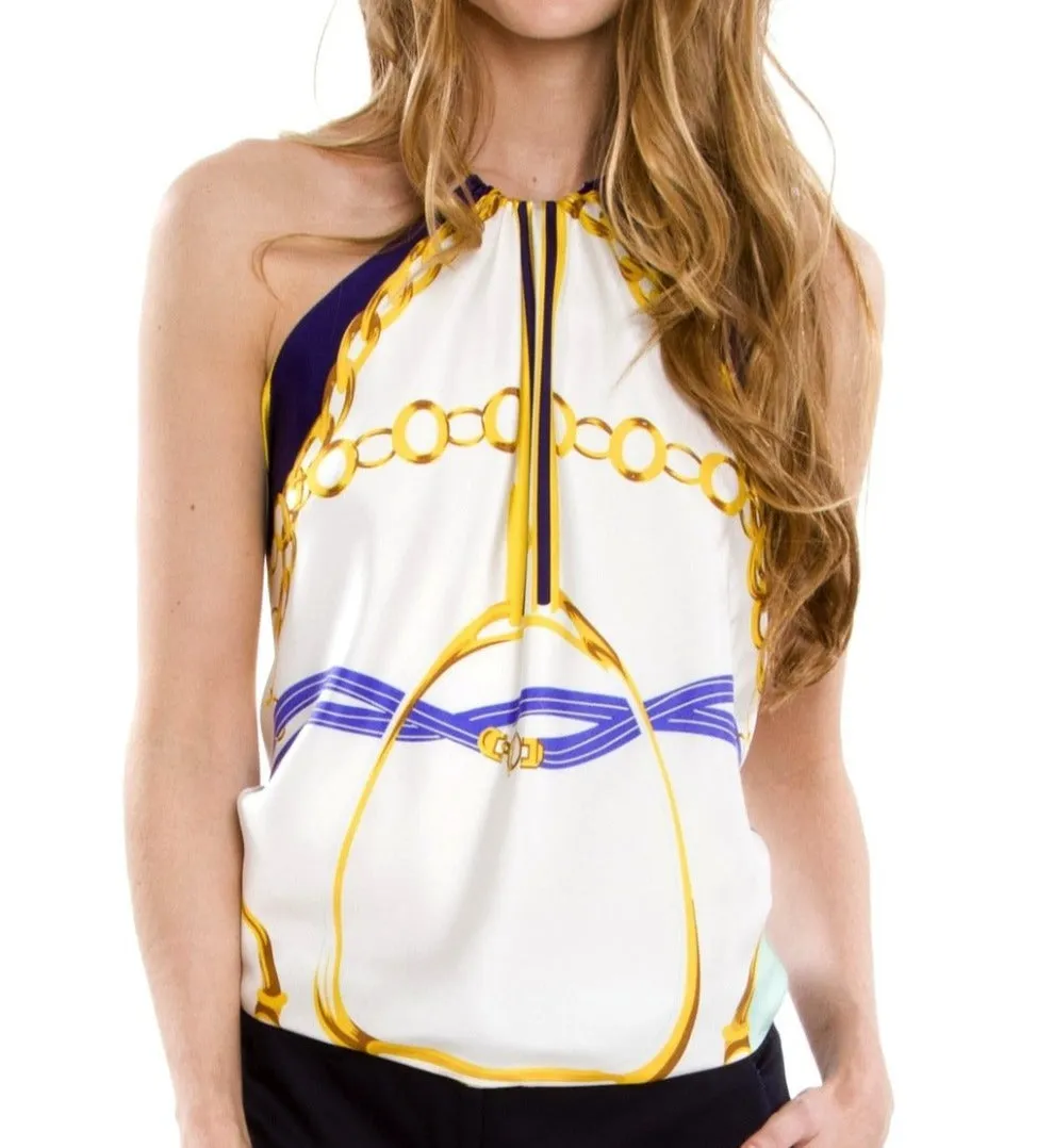 Light Blue Positano Silk Scarf Halter Top