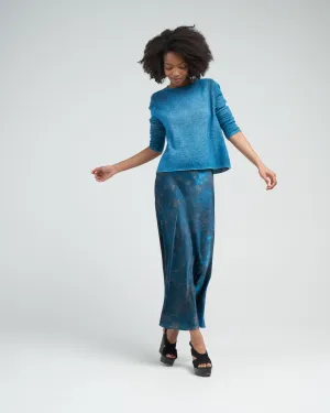 light cashmere off gauge round neck pullover - dark teal