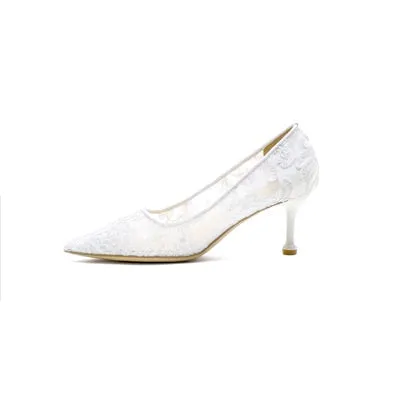 Light Cloud Embroidery High Heels Women Wedding Shoes