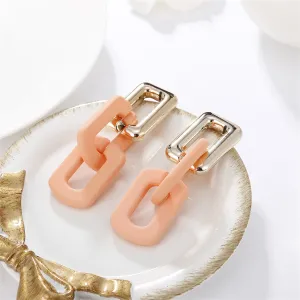 Light Pink Acrylic & 18K Gold-Plated Chain Drop Earrings