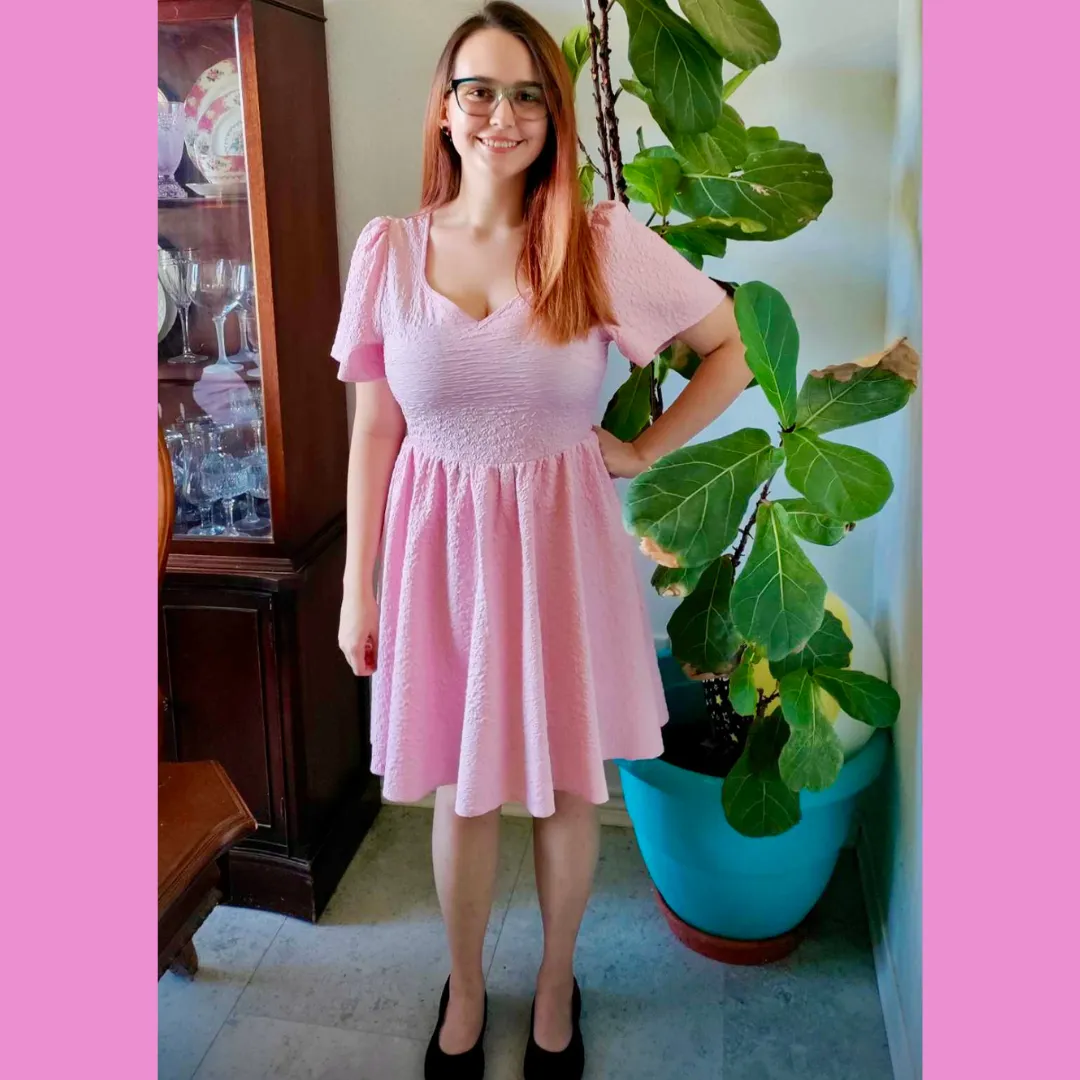 Light pink short sleeve dress